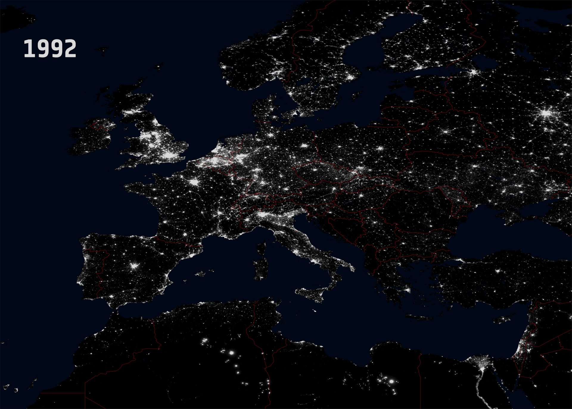 Ночное освещение в Европе